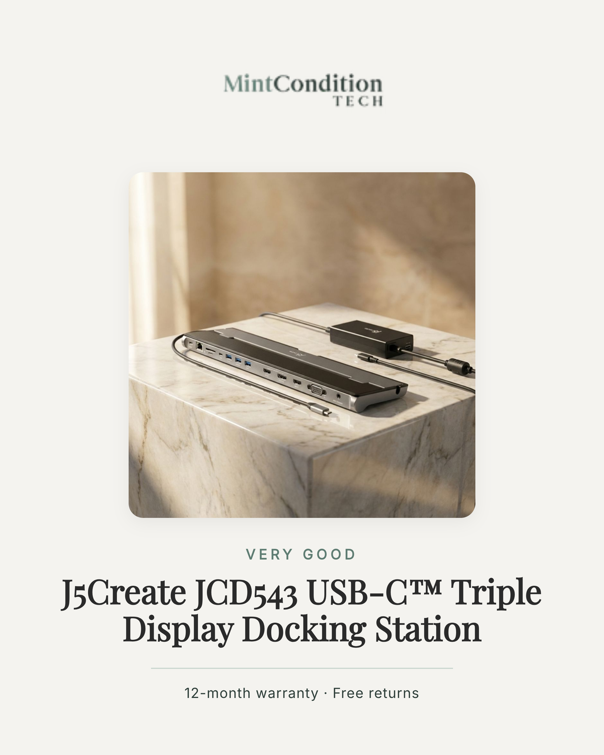 j5create JCD543 USB-C™ Triple Display Docking Station | Very Good