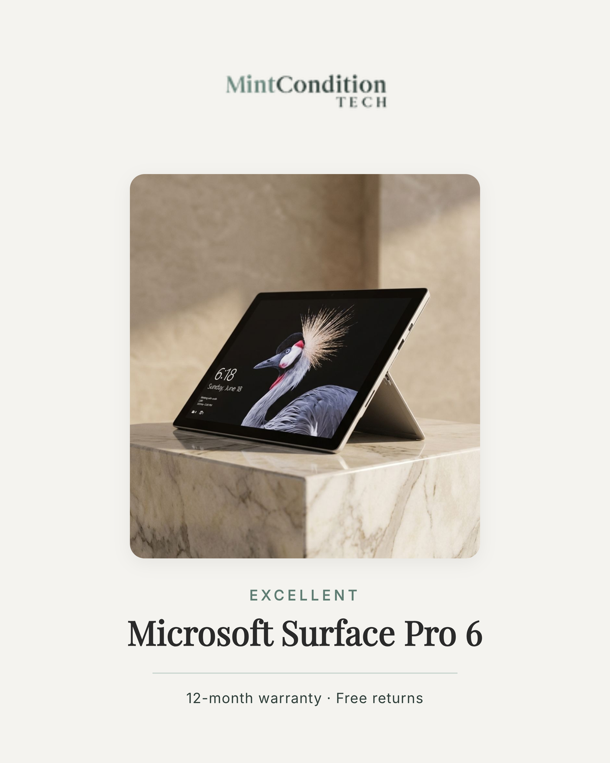 Microsoft Surface Pro 6 12.3" | Intel Core i5-8350U · 8GB RAM · 128GB SSD | Excellent