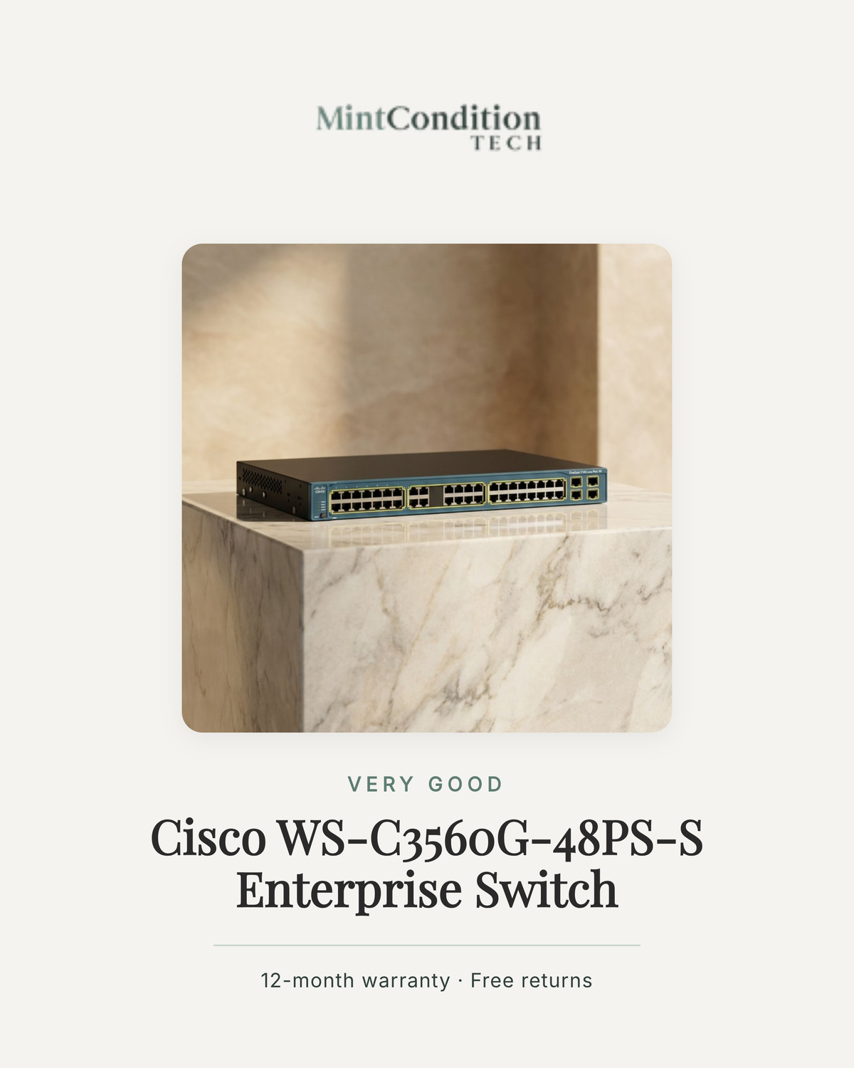Cisco WS-C3560G-48PS-S Enterprise Switch | Very Good